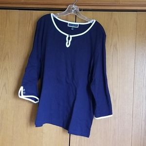 Karen Scott 2x Navy Blue Top
